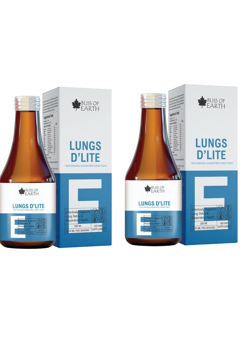 بليس اوف ايرث مكمل غذائي لتنظيف الرئتين، شراب طبيعي خالٍ من السكر لتنظيف الرئتين وإزالة السموم، 2 × 200 مل - Image 1